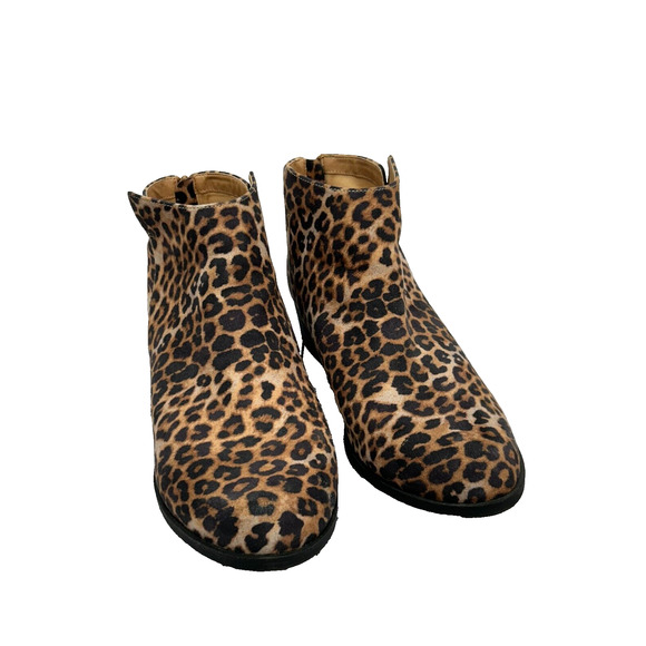 Lane Bryant Womens Brown Fabric Leopard Print Ankle Boots Bootie Size 12W - Picture 1 of 12